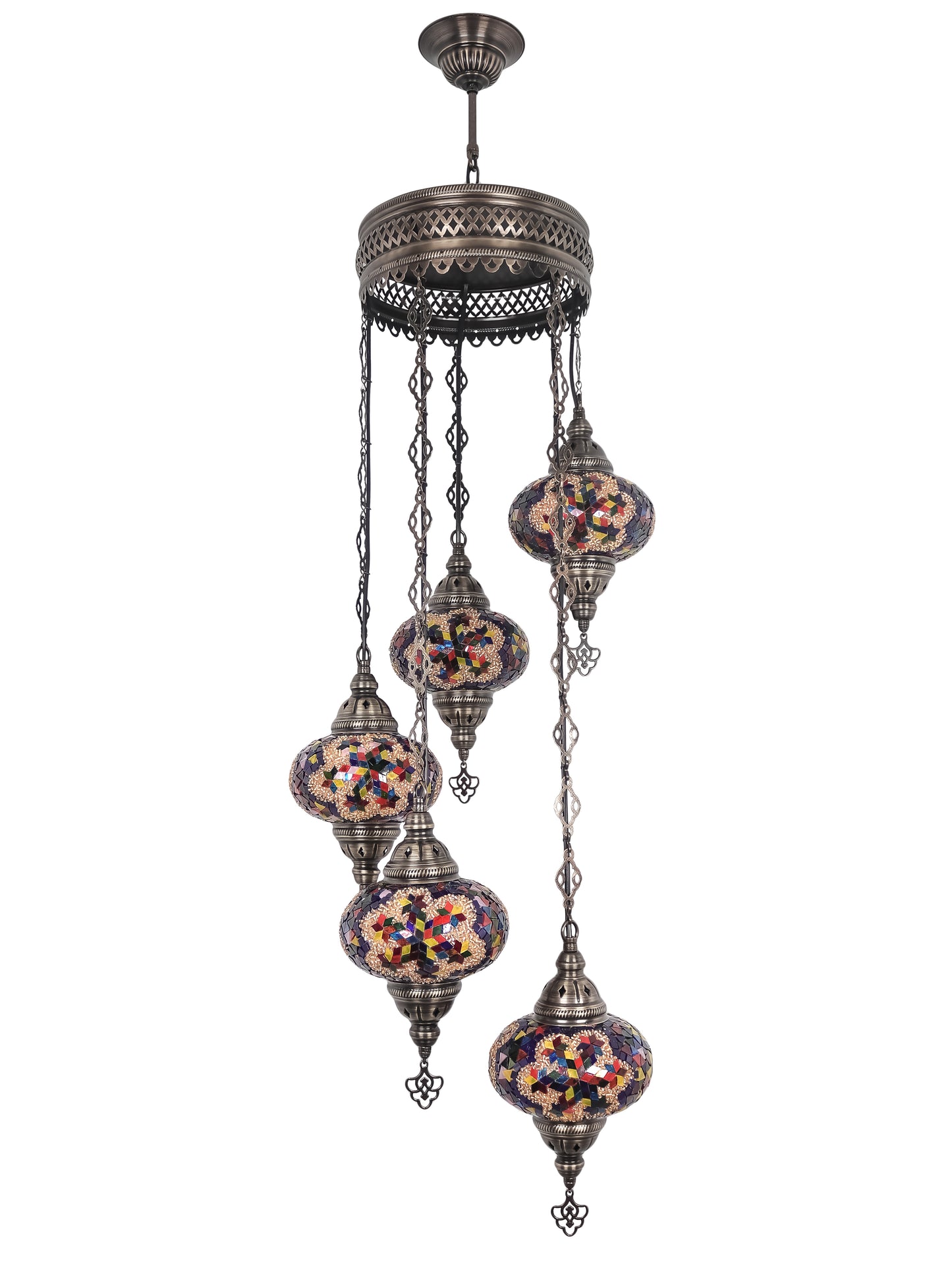 Mosaic Chandelier 5 Globe