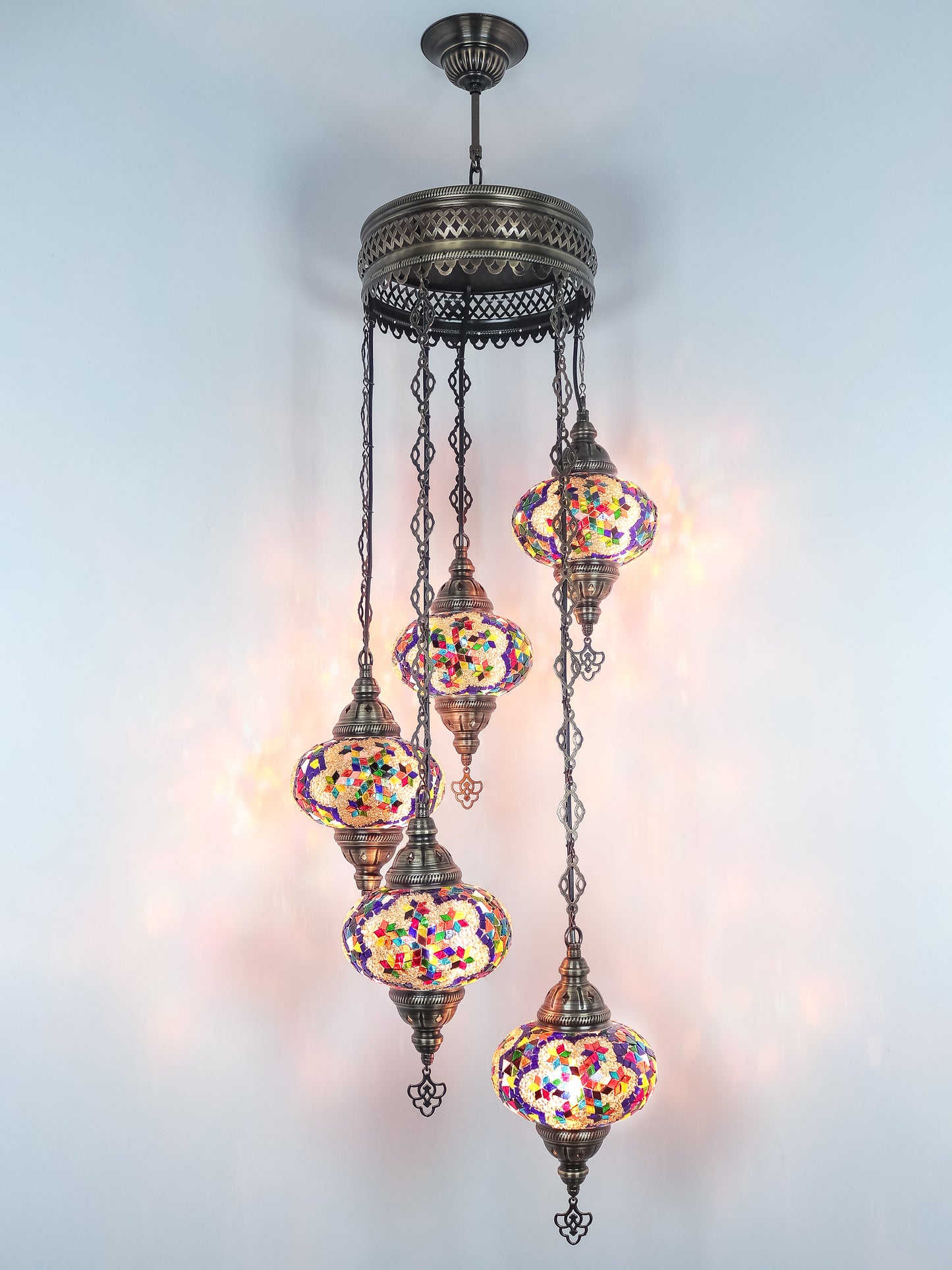 Mosaic Chandelier 5 Globe