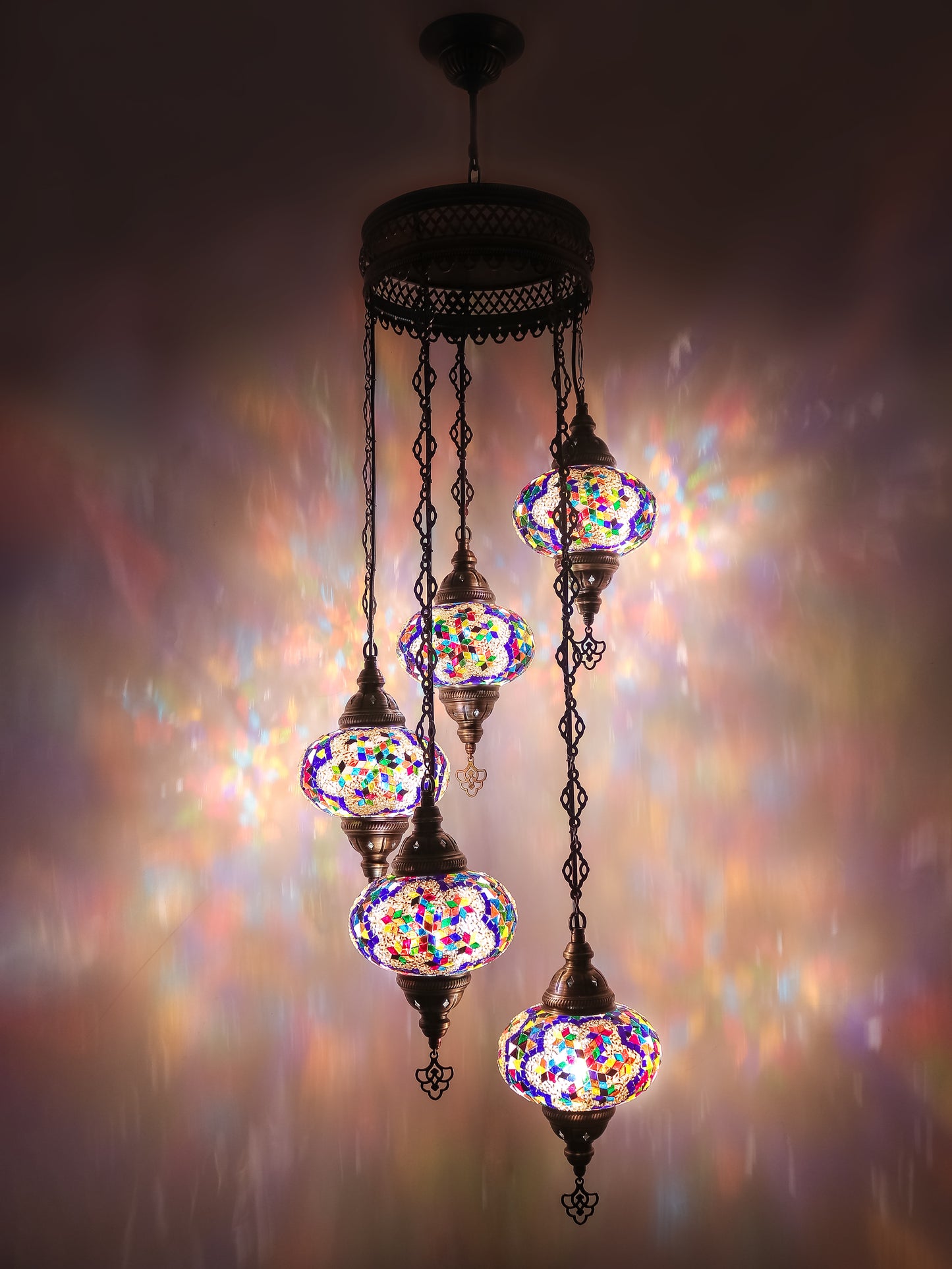 Mosaic Chandelier 5 Globe