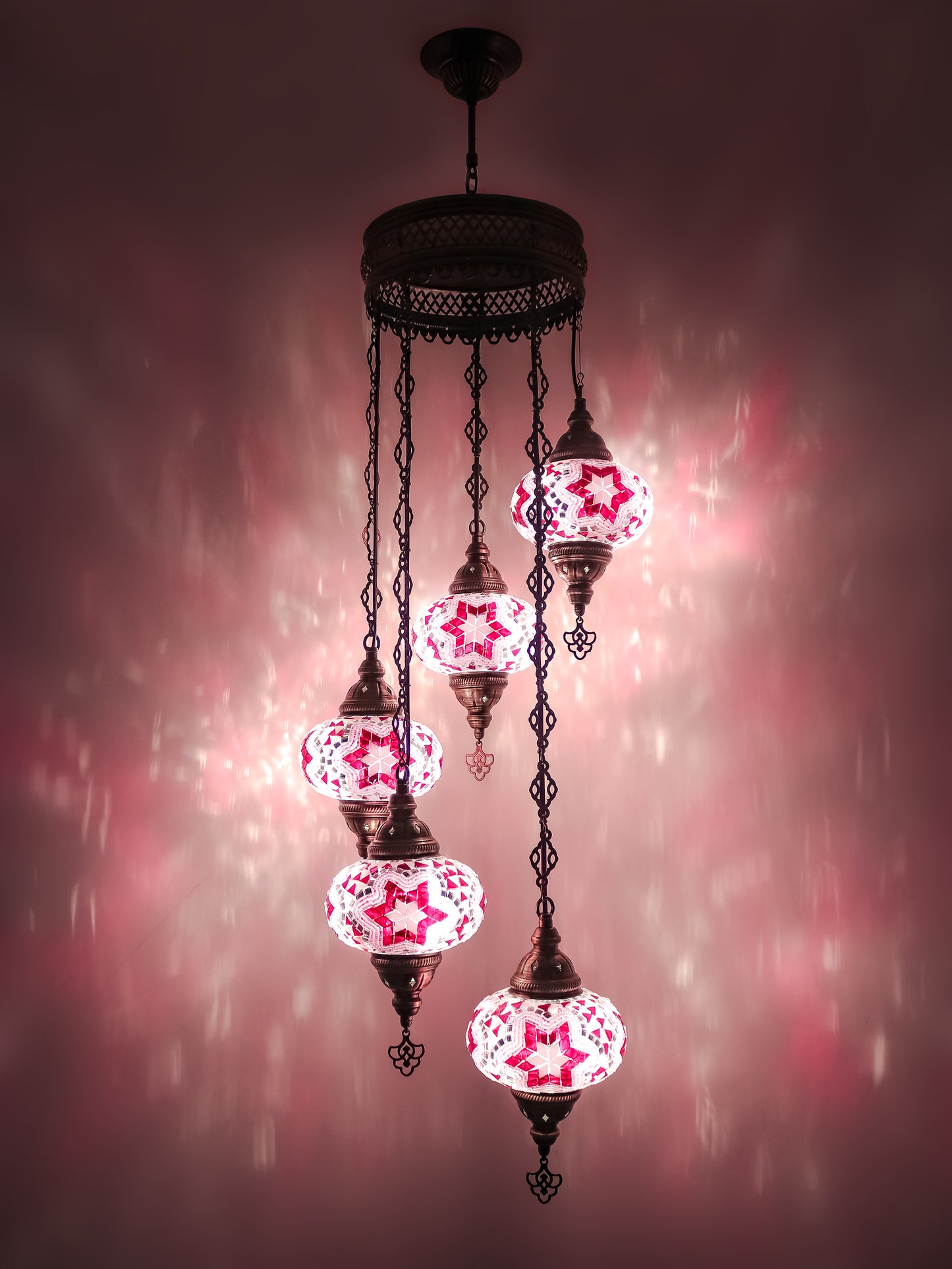 Mosaic Chandelier 5 Globe