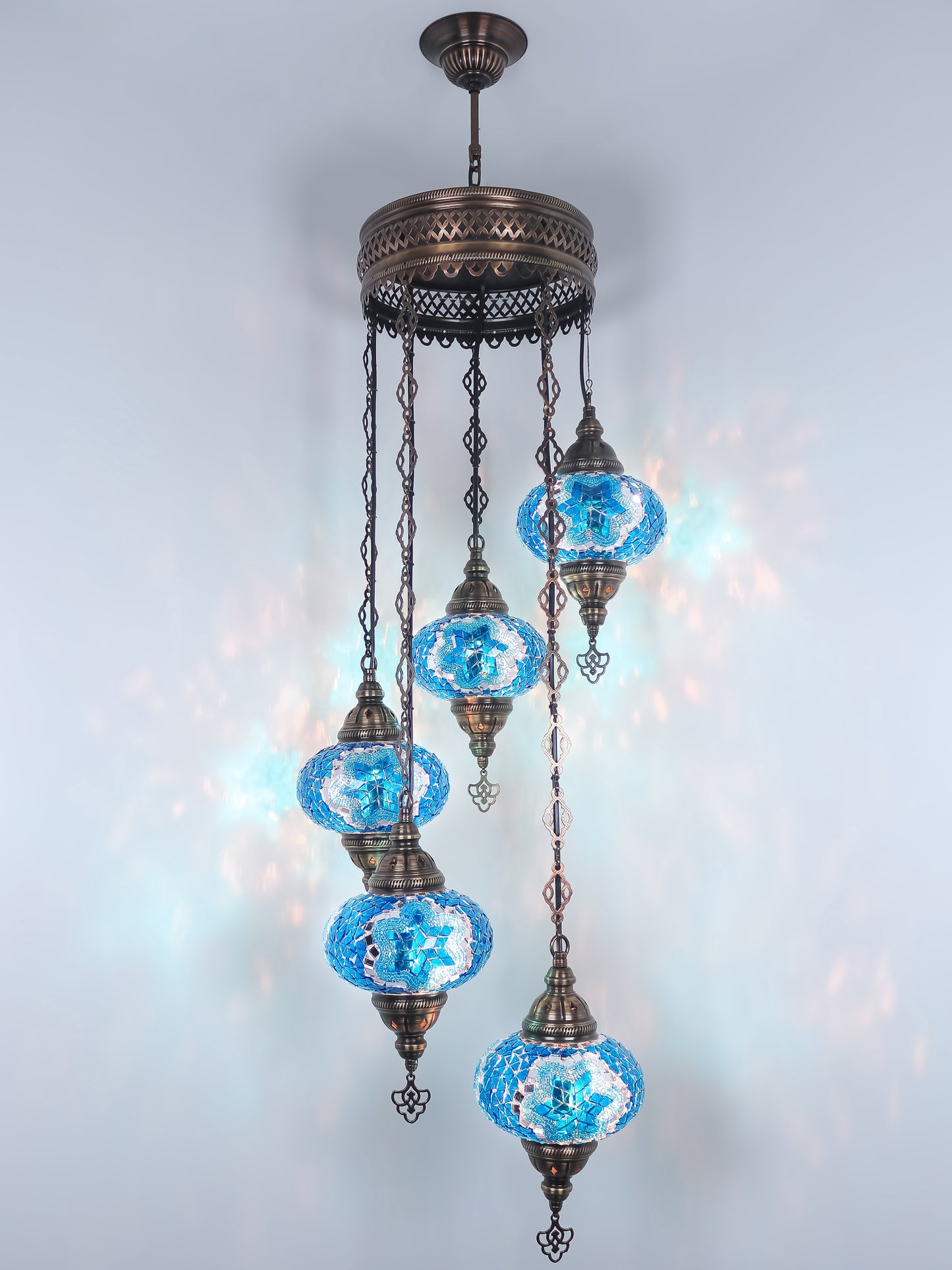 Mosaic Chandelier 5 Globe