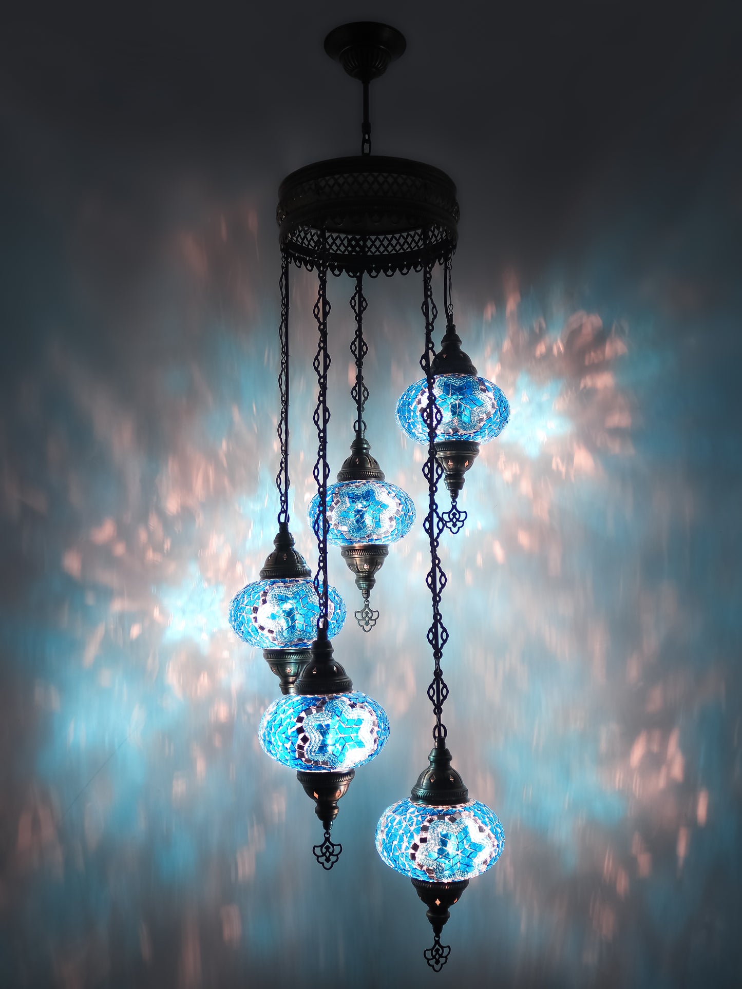 Mosaic Chandelier 5 Globe