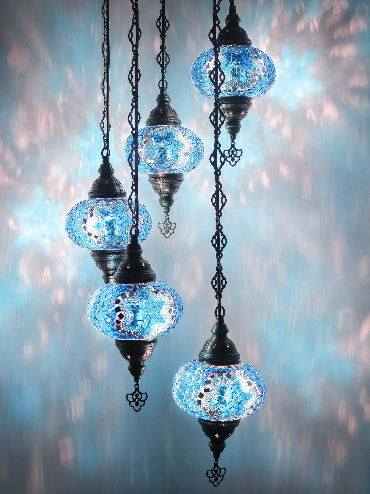 Mosaic Chandelier 5 Globe