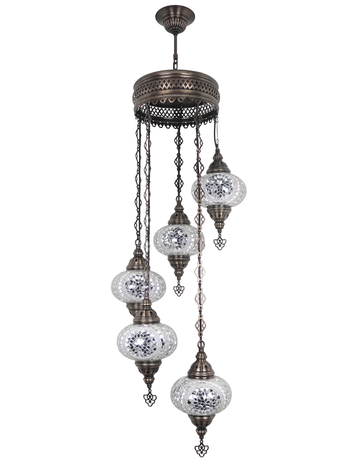 Mosaic Chandelier 5 Globe