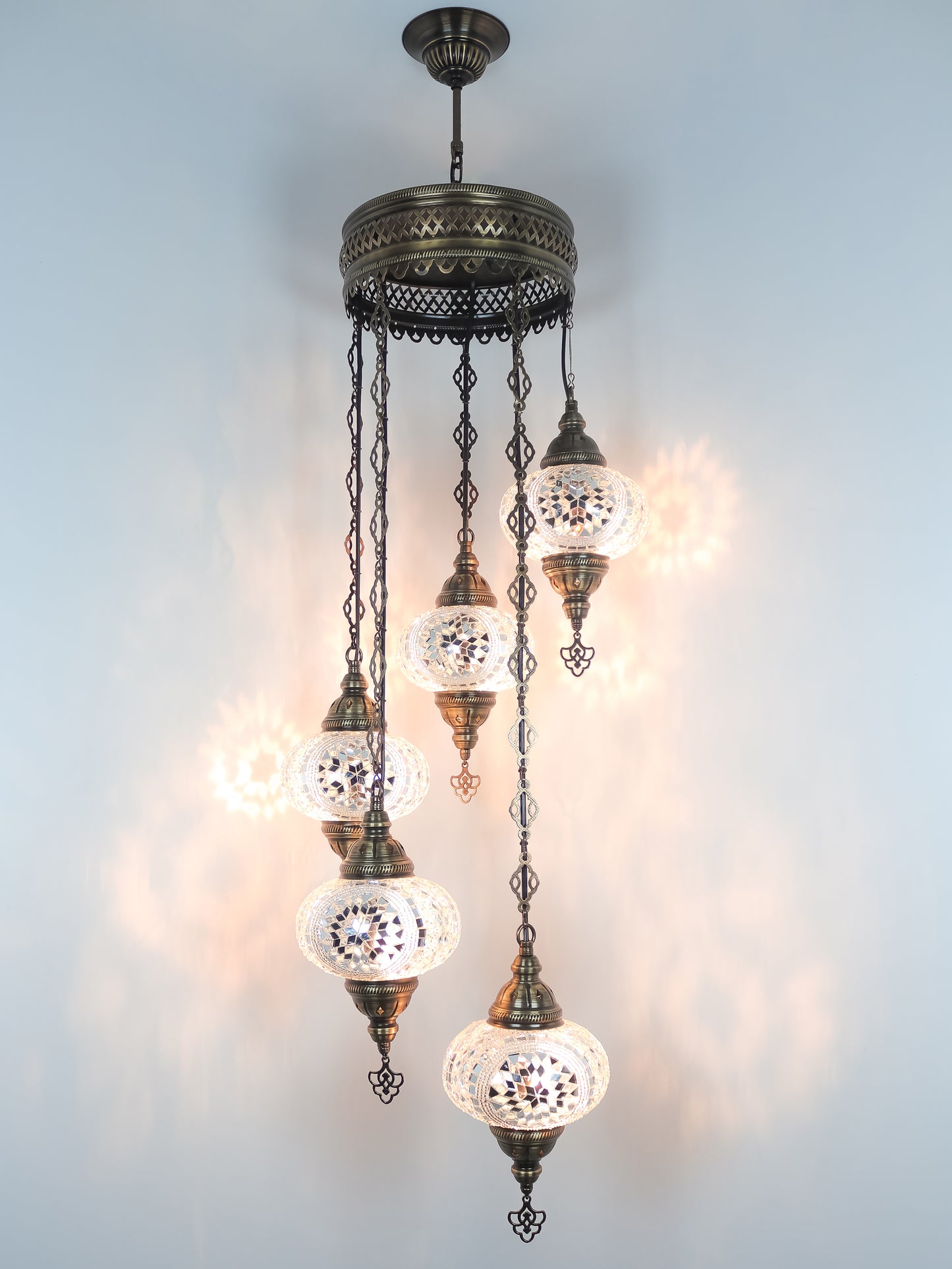 Mosaic Chandelier 5 Globe