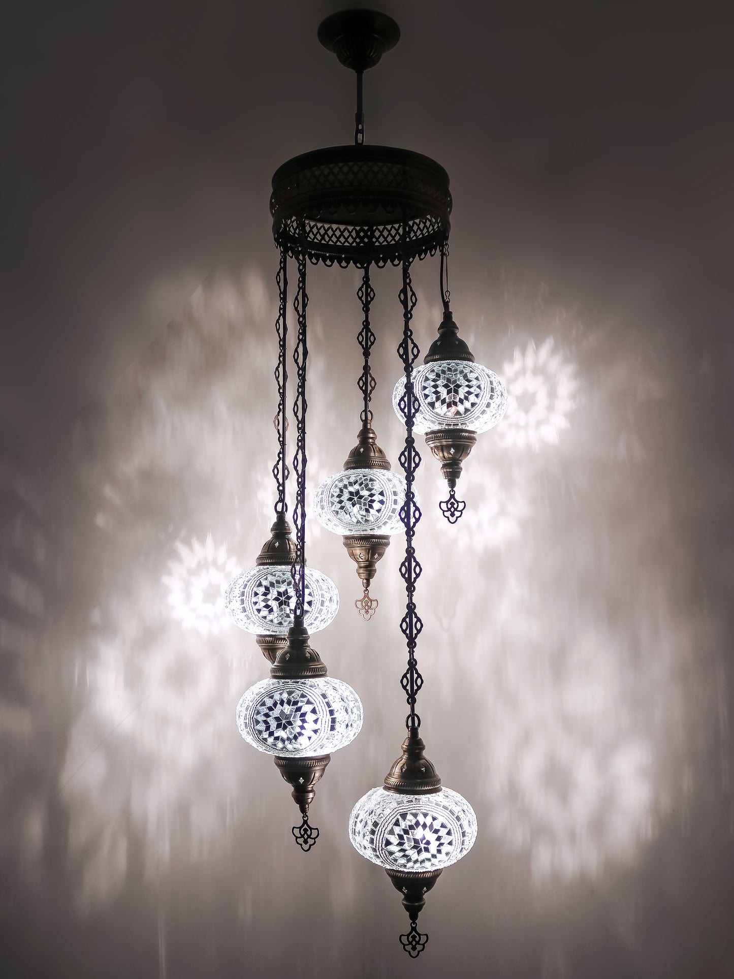 Mosaic Chandelier 5 Globe