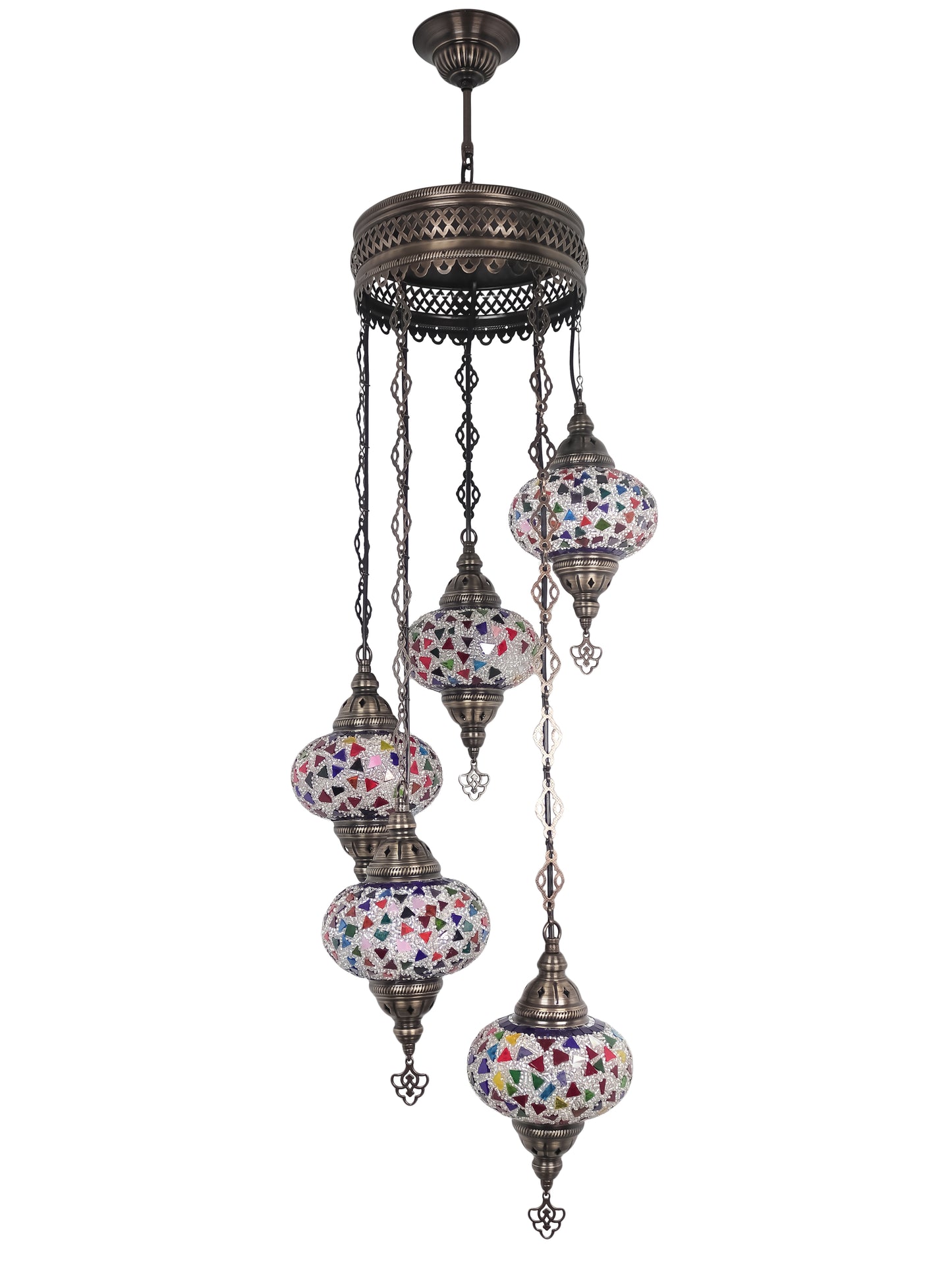 Mosaic Chandelier 5 Globe