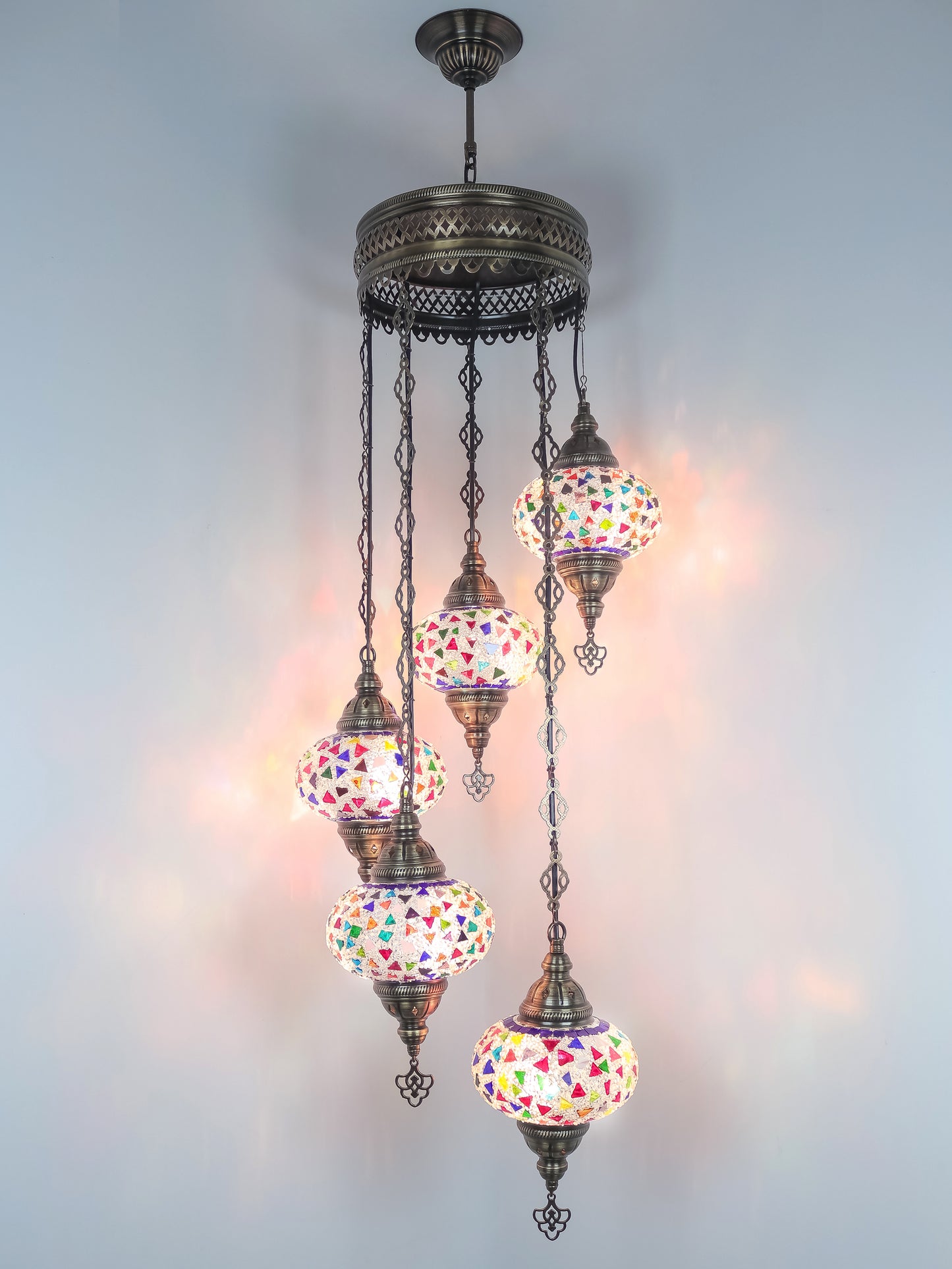 Mosaic Chandelier 5 Globe