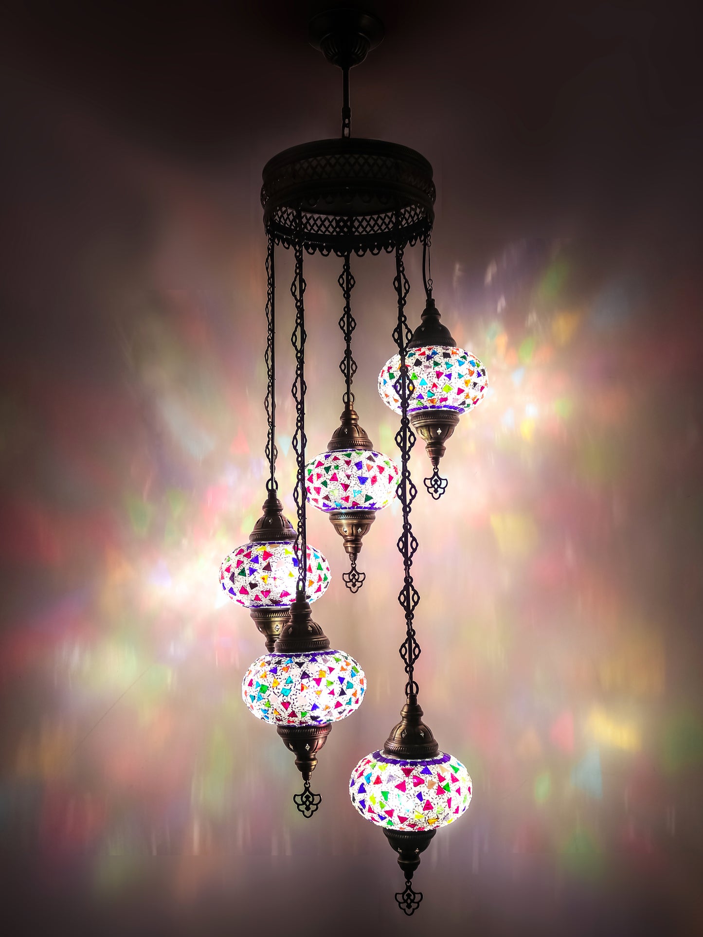 Mosaic Chandelier 5 Globe