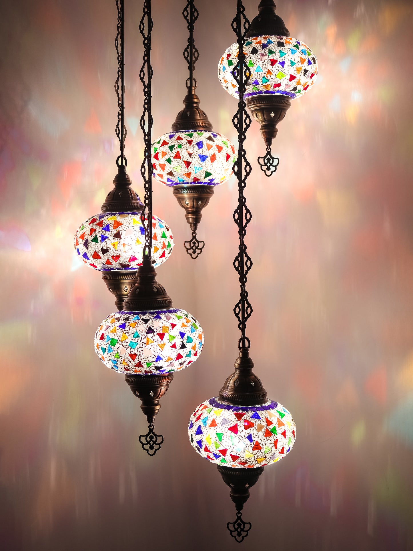 Mosaic Chandelier 5 Globe