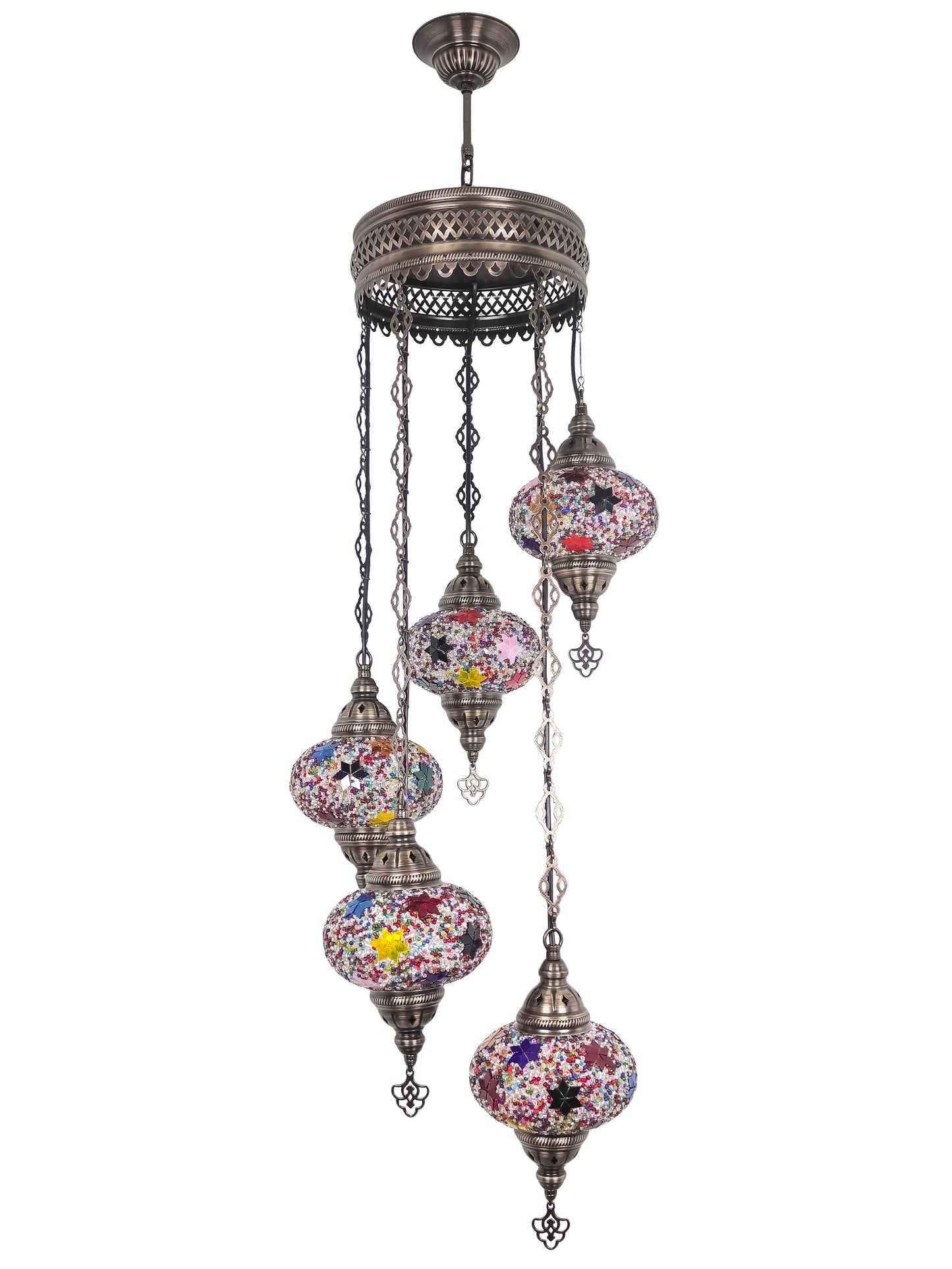 Mosaic Chandelier 5 Globe