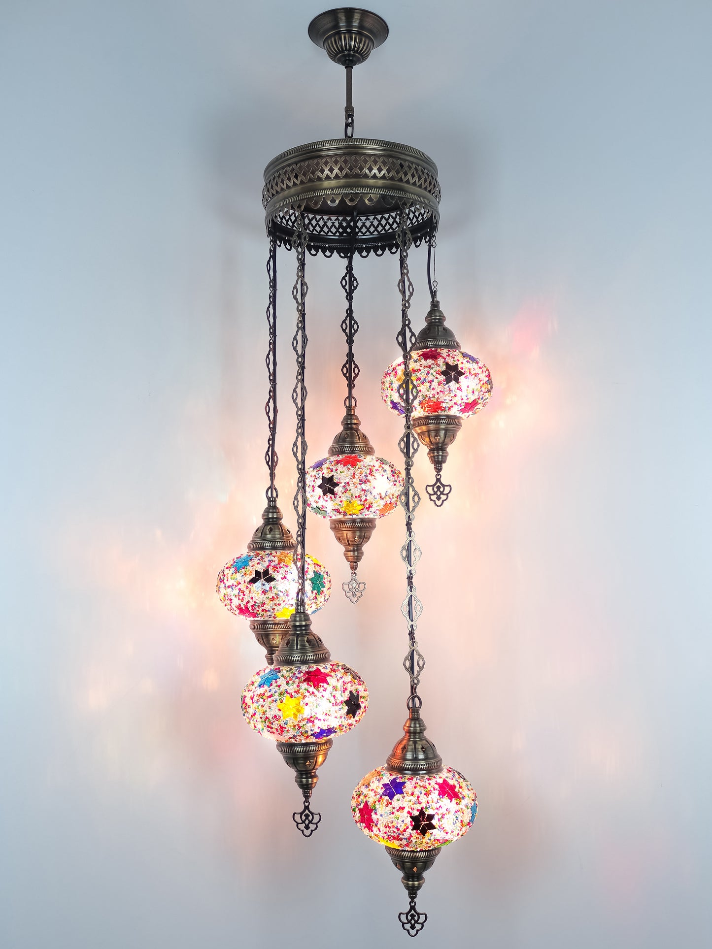 Mosaic Chandelier 5 Globe