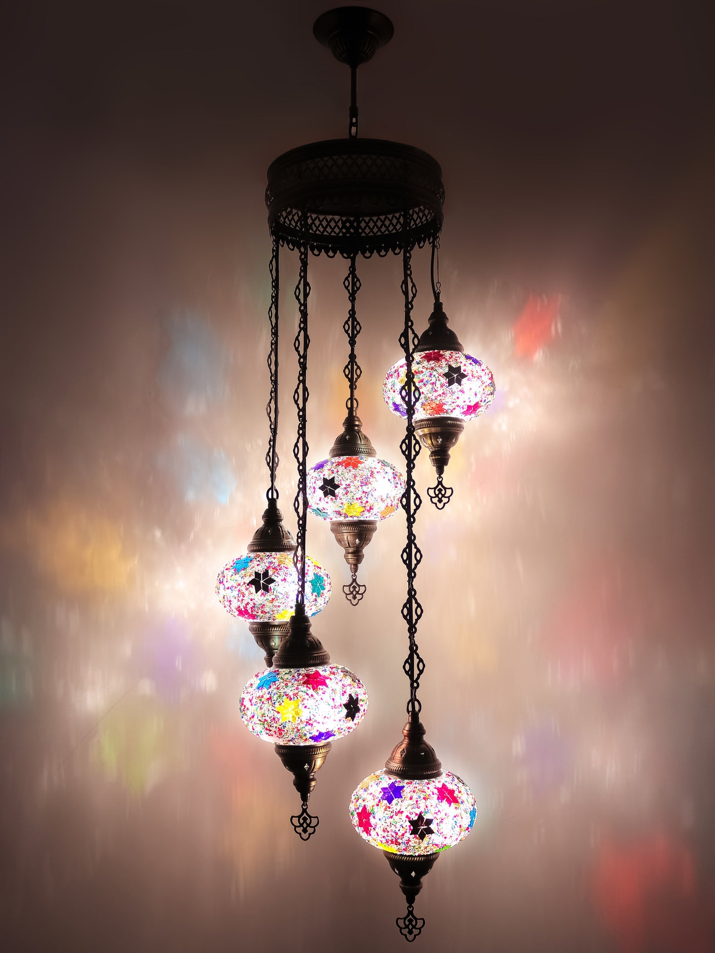 Mosaic Chandelier 5 Globe