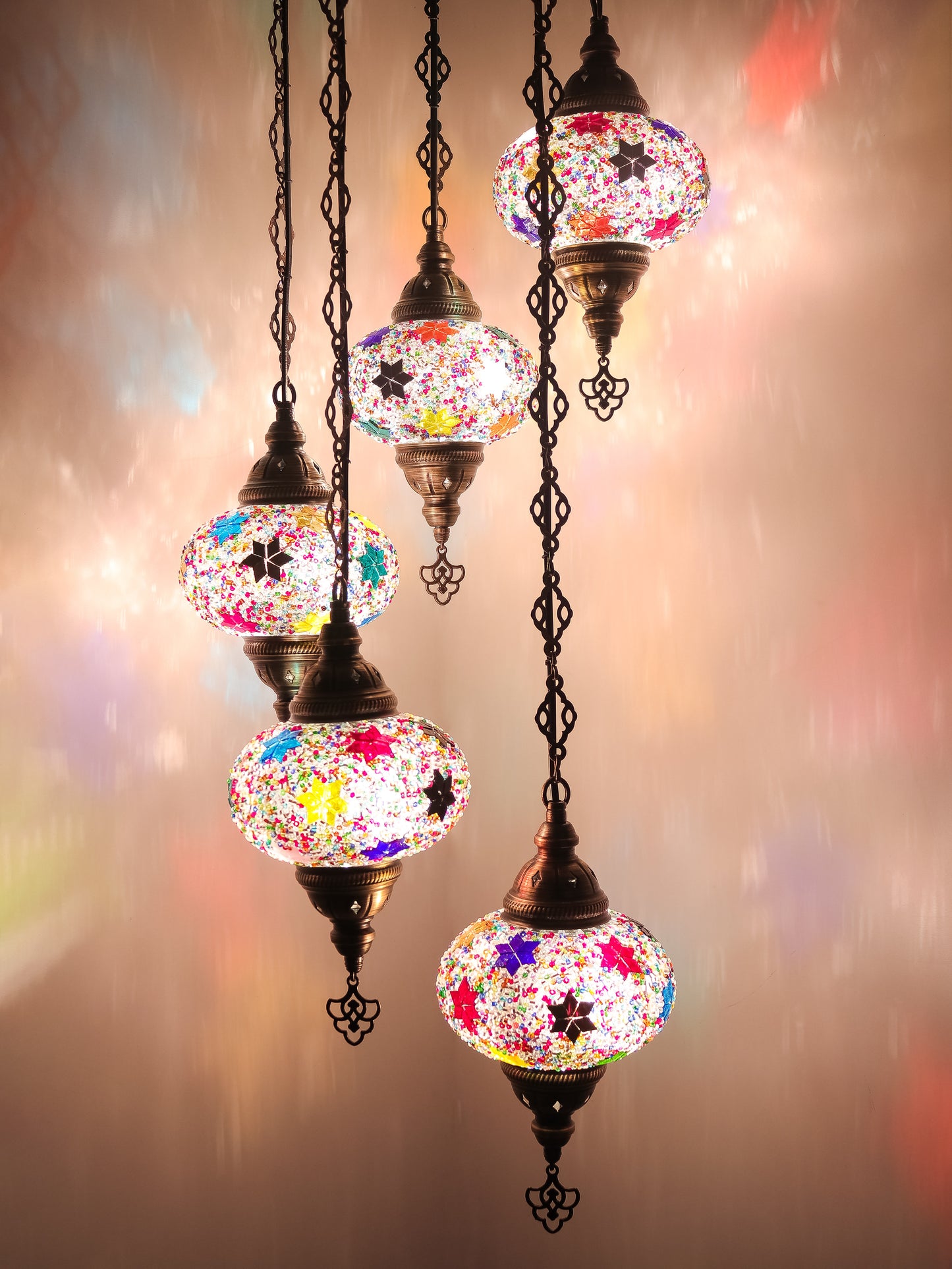 Mosaic Chandelier 5 Globe