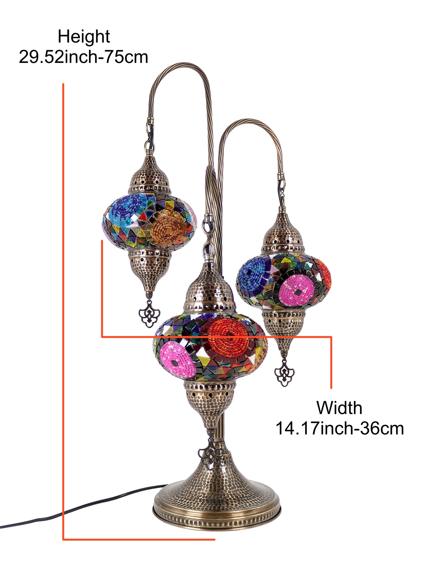 Turkish Mosaic Bedside Lamp 3-Globe Tree Design