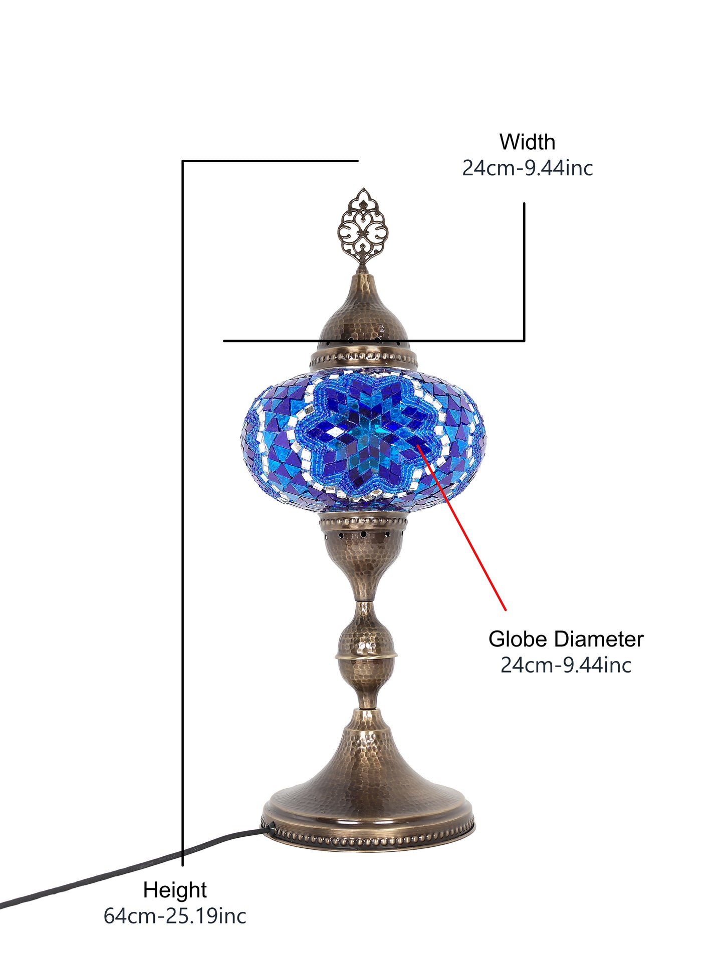 Turkish Table Lamp Big Globe Standing Light