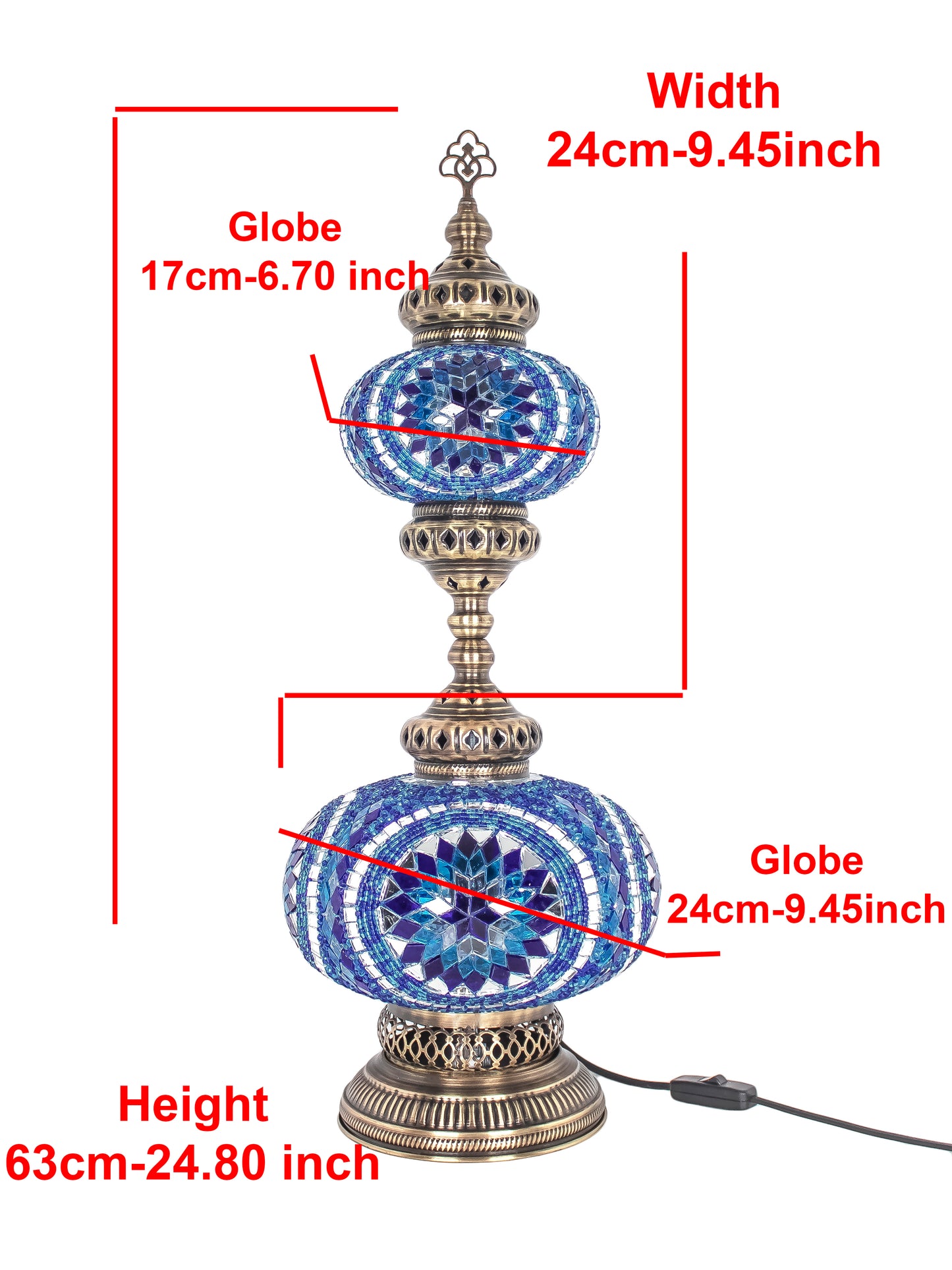 Turkish Mosaic Table Lamp 2-Globe Stained Glass