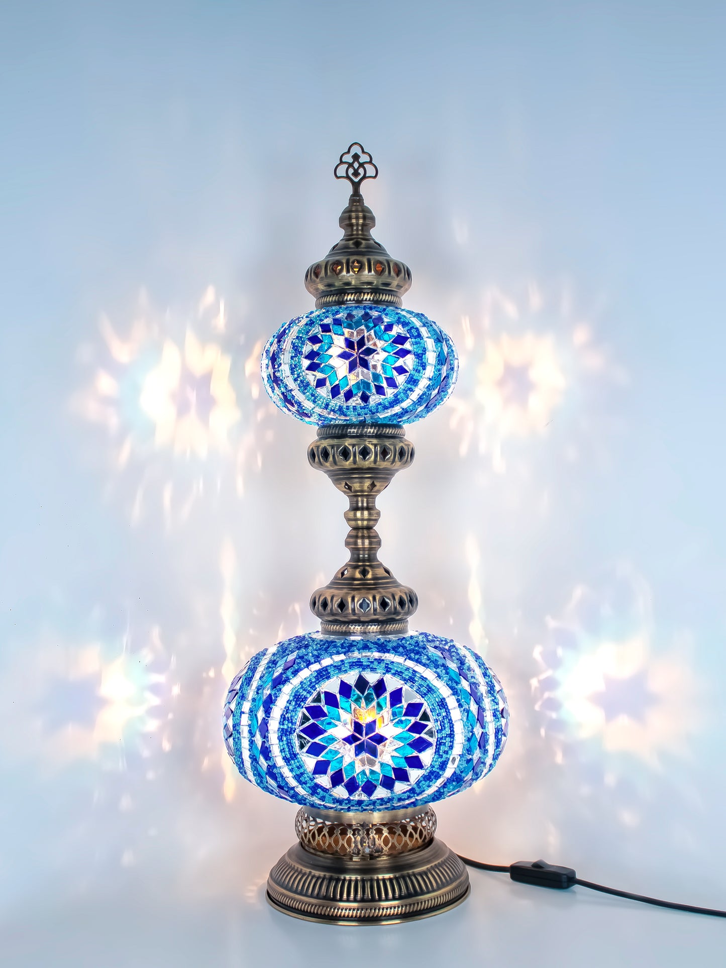 Turkish Mosaic Table Lamp 2-Globe Stained Glass