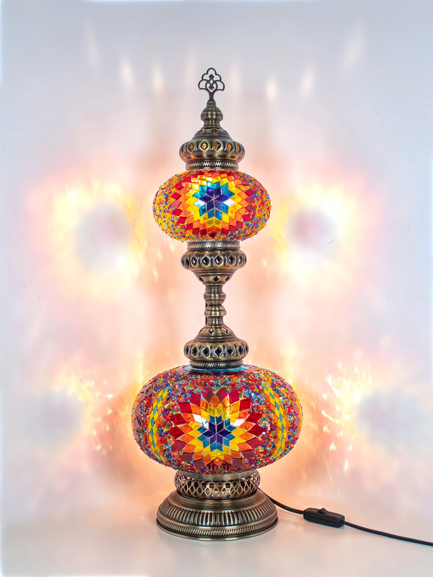 Turkish Mosaic Table Lamp 2-Globe Stained Glass