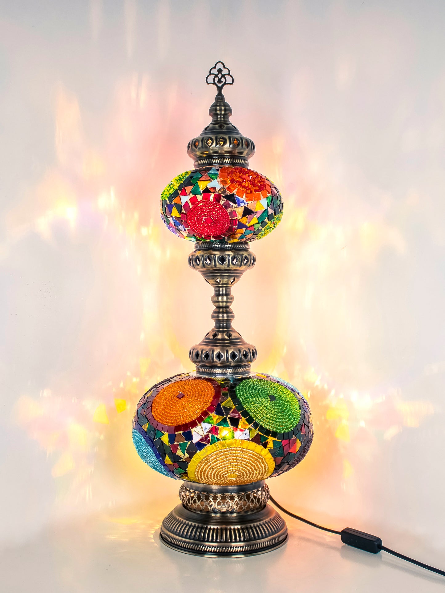 Turkish Mosaic Table Lamp 2-Globe Stained Glass