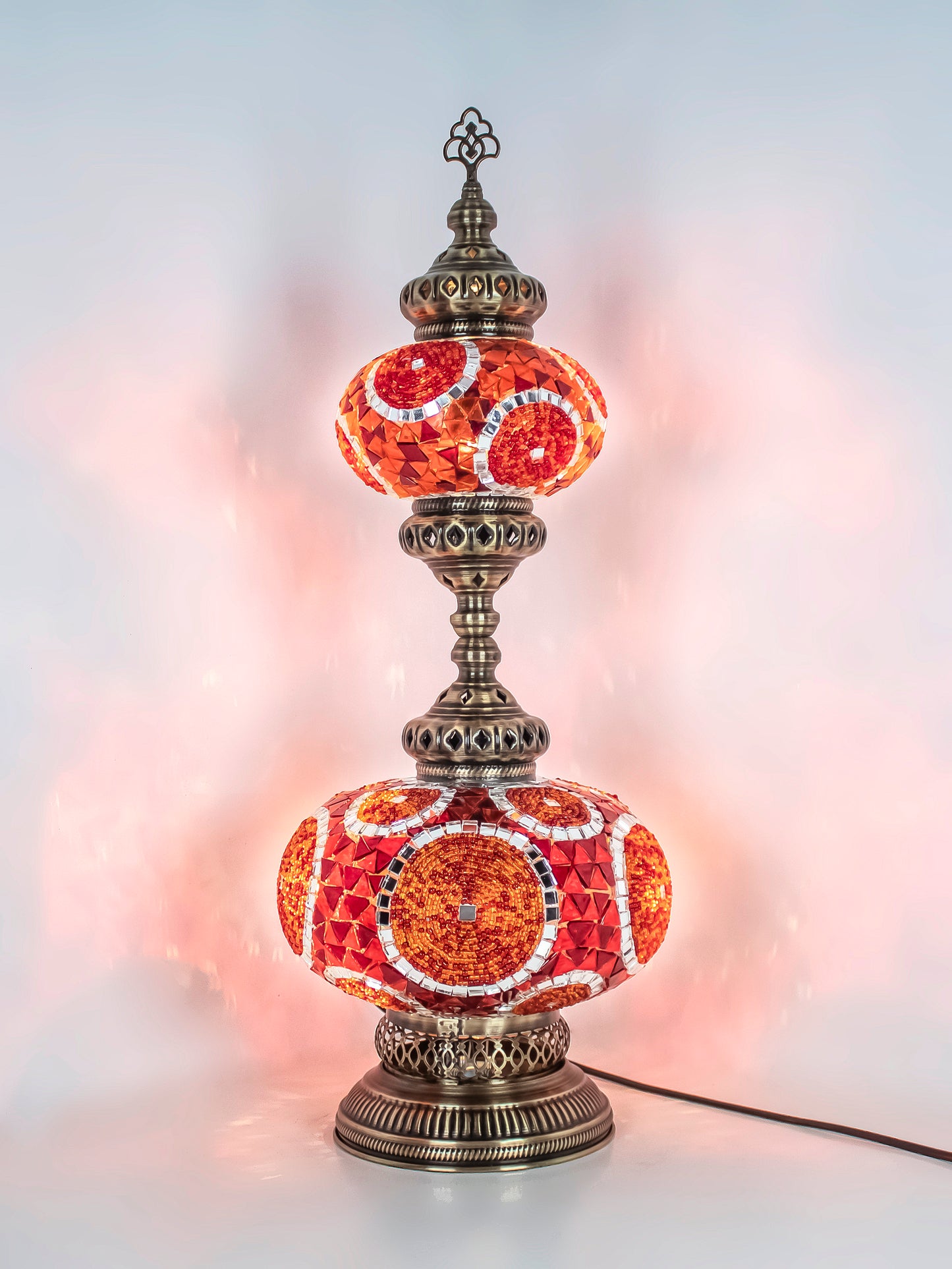 Turkish Mosaic Table Lamp 2-Globe Stained Glass