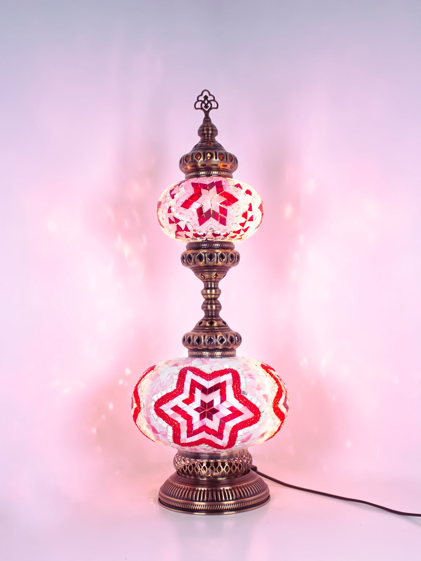 Turkish Mosaic Table Lamp 2-Globe Stained Glass