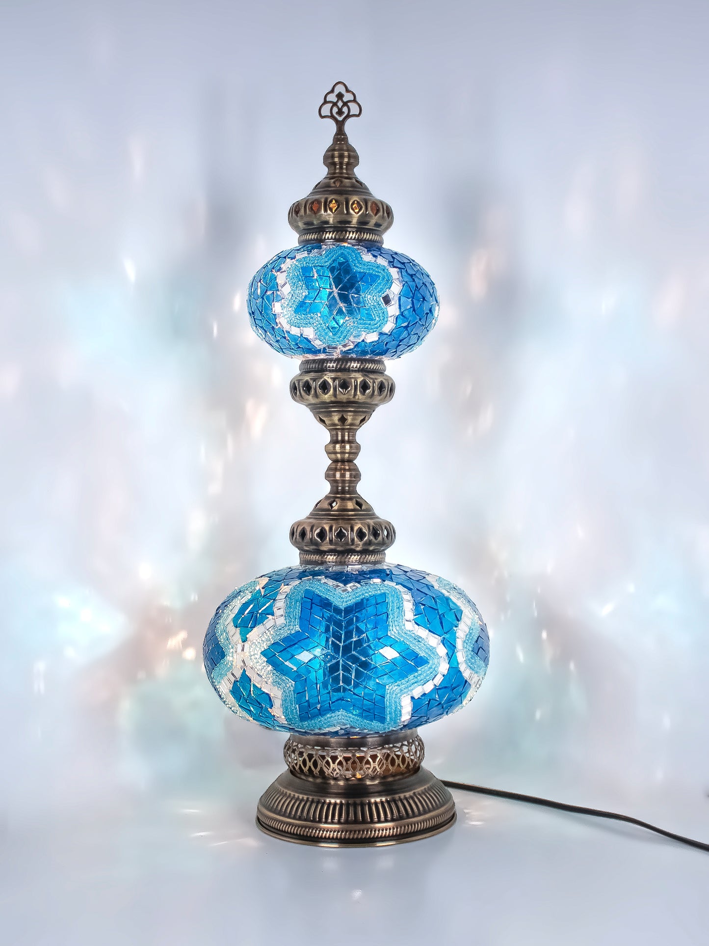 Turkish Mosaic Table Lamp 2-Globe Stained Glass