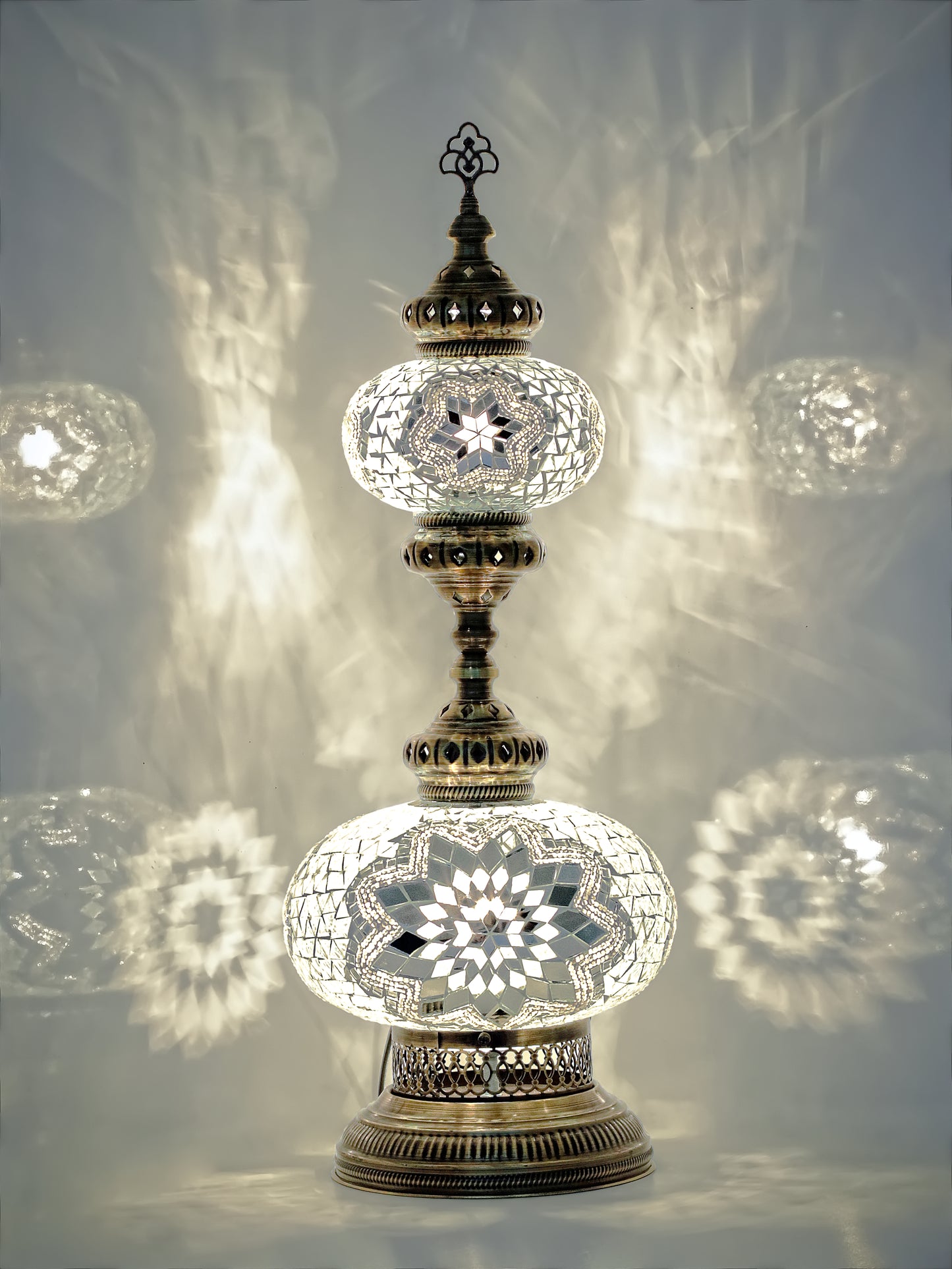 Turkish Mosaic Table Lamp 2-Globe Stained Glass