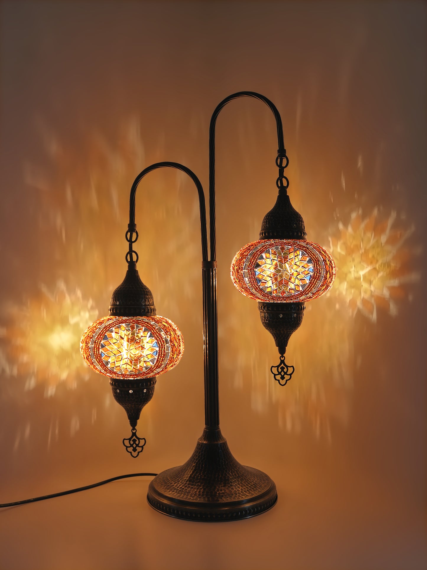 Mosaic Bedside Lamp 2 Globe Turkish Table Lamp