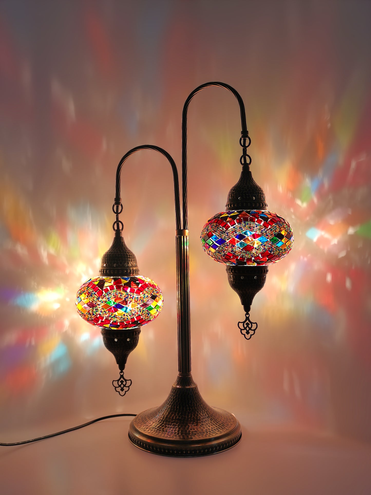 Mosaic Bedside Lamp 2 Globe Turkish Table Lamp