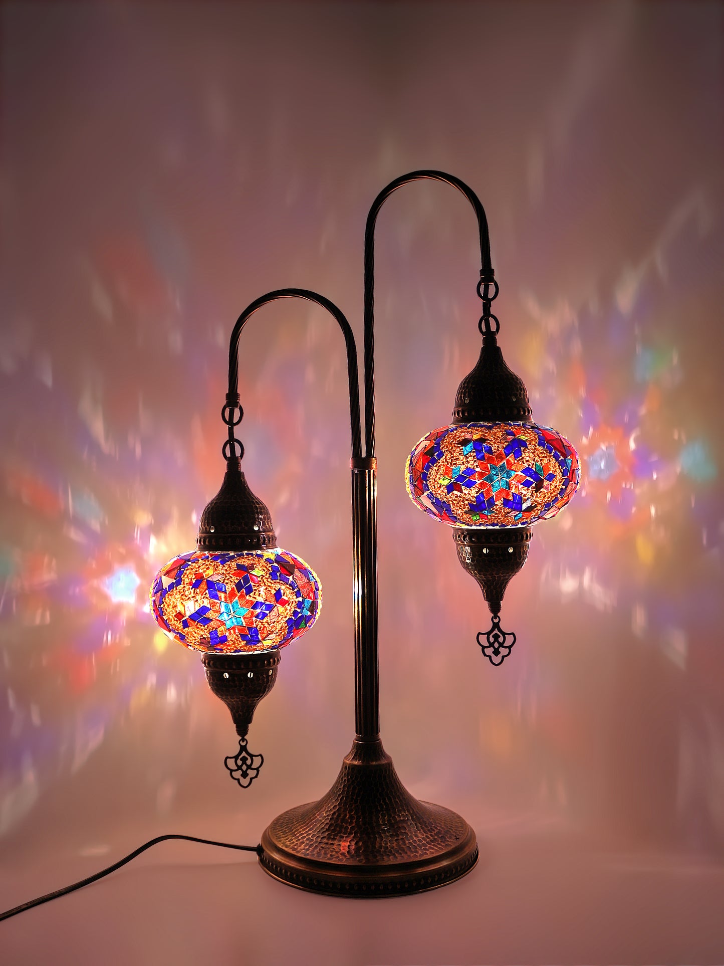 Mosaic Bedside Lamp 2 Globe Turkish Table Lamp