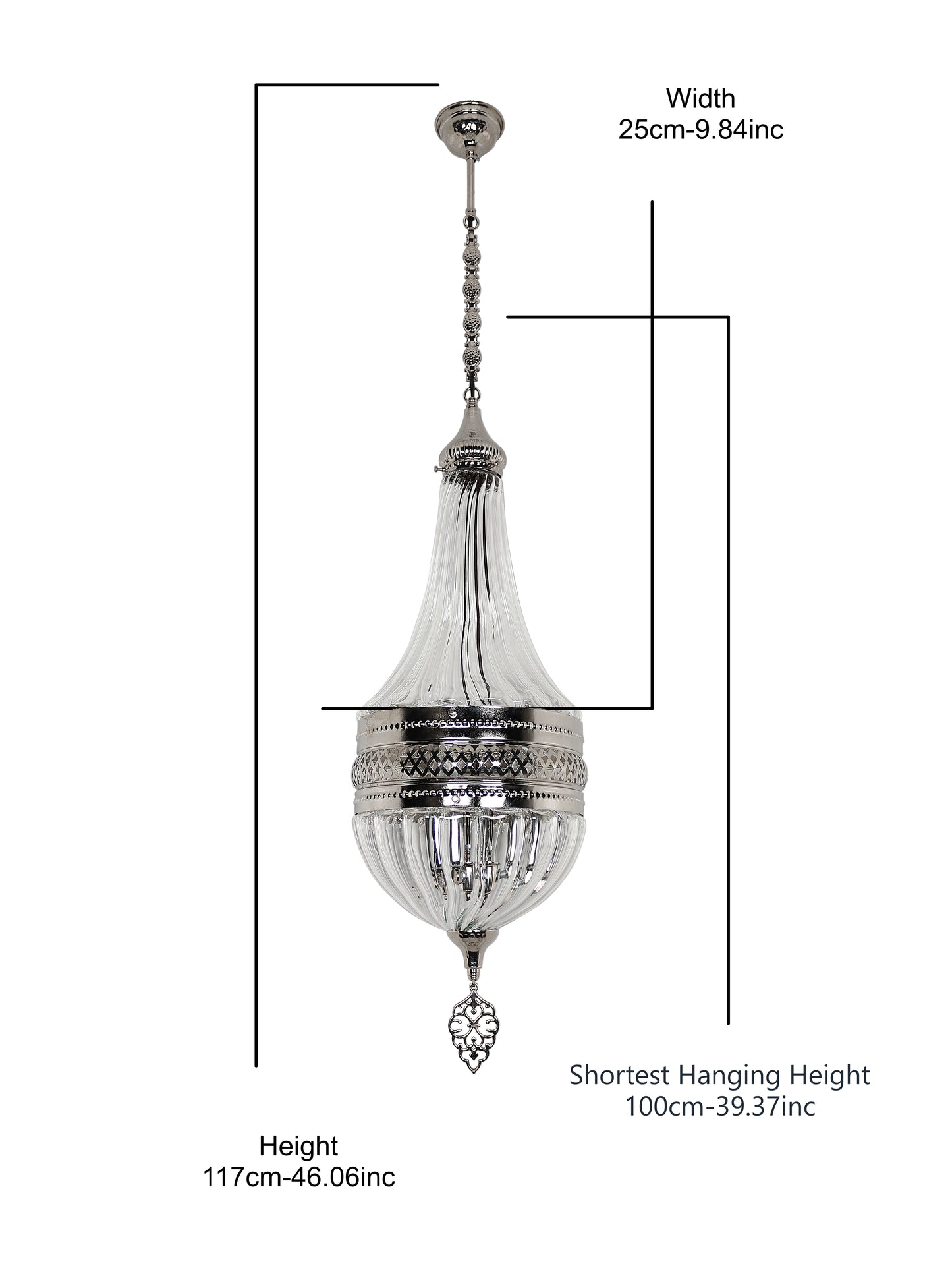 Turkish Lantern Pyrex Glass Pendant Lamp Clear Color
