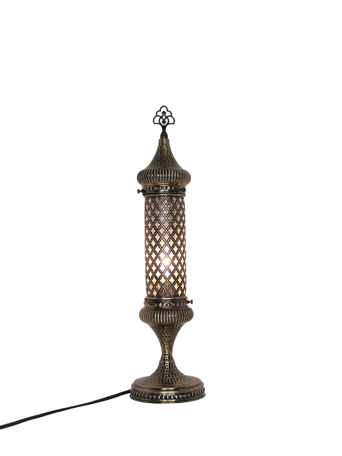 Cylinder Clear Glass Turkish Bedside Lamp