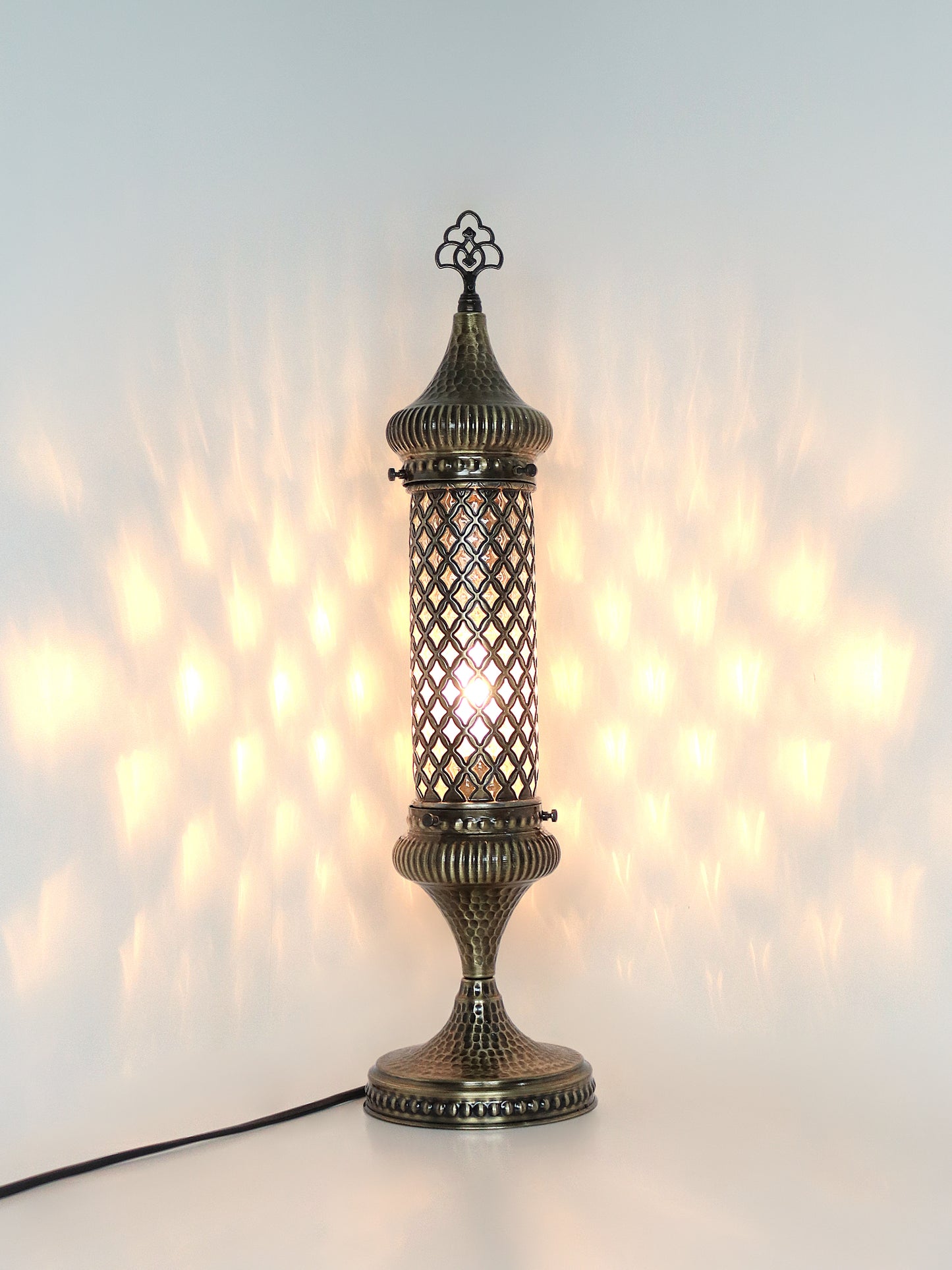 Cylinder Clear Glass Turkish Bedside Lamp