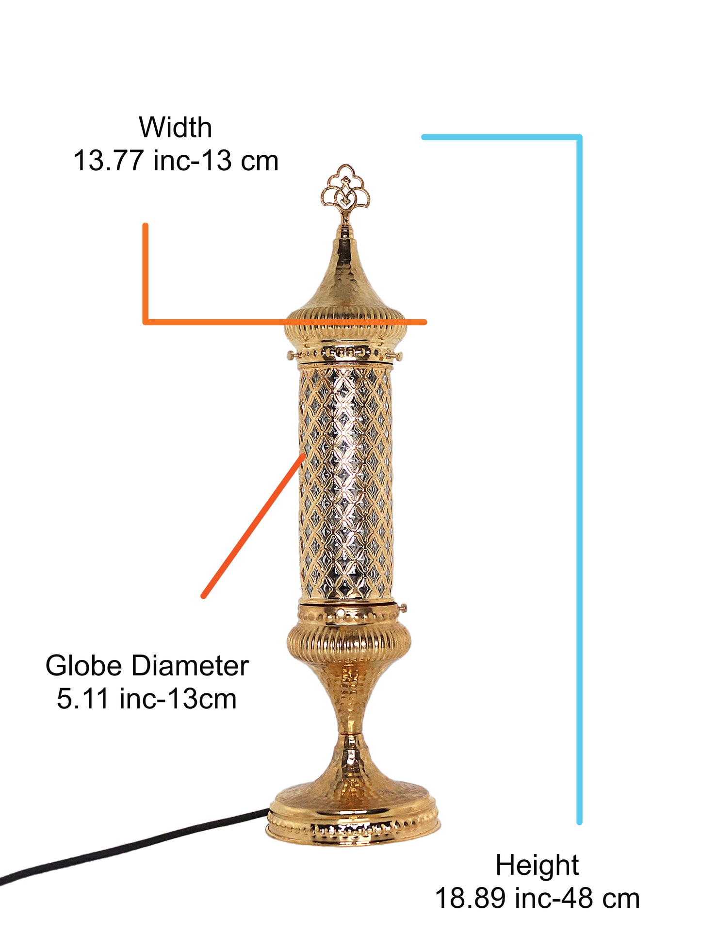 Cylinder Clear Glass Turkish Bedside Lamp