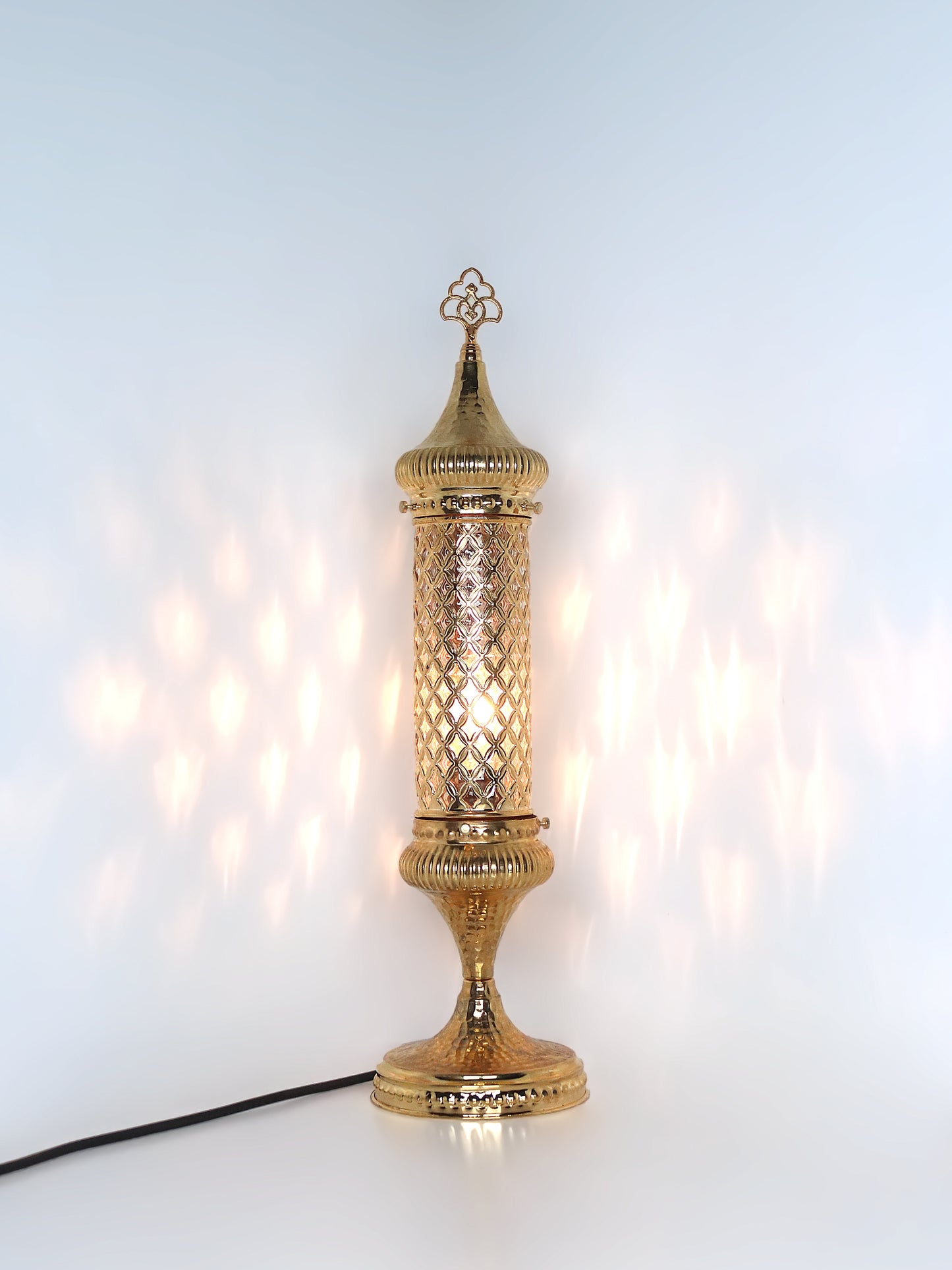 Cylinder Clear Glass Turkish Bedside Lamp