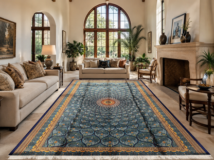 Bamboo Silk Area Rug – Elegant Dome Medallion Design – 6’ x 10’