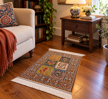 19” x 28” Small Silk Rug – Exquisite Garden Panel & Floral Accent Rug