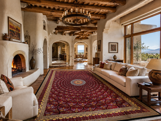 Bamboo Silk Area Rug – Elegant Dome Medallion Design – 6’ x 10’