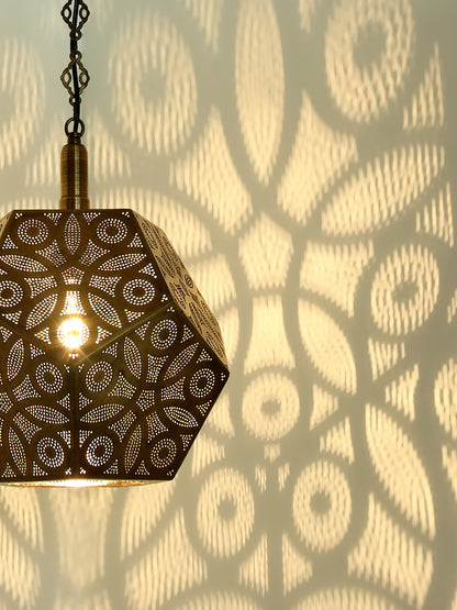 Turkish Pattern Moroccan Hanging Lamp Gold Color