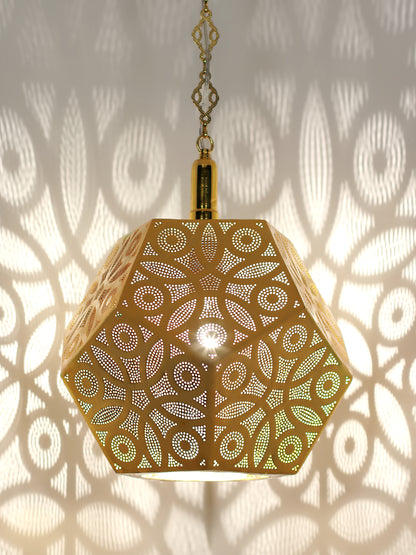 Turkish Pattern Moroccan Hanging Lamp Gold Color