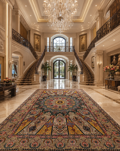 Bamboo Silk Area Rug – Traditional Medallion Design – 6’ x 10’