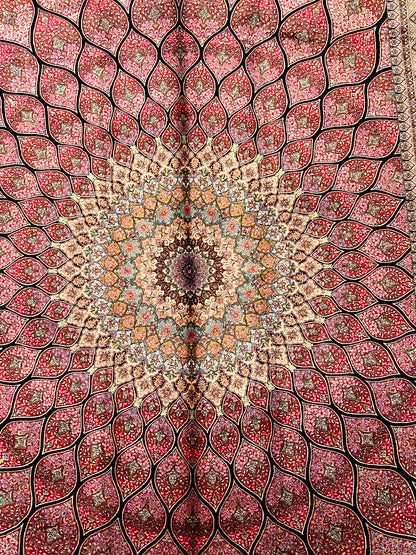 5x8 Luxury Pink Bamboo Silk Rug – Grand Floral Medallion Design – Elegant Turkish Statement Rug