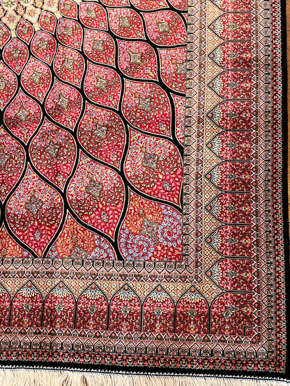 5x8 Luxury Pink Bamboo Silk Rug – Grand Floral Medallion Design – Elegant Turkish Statement Rug