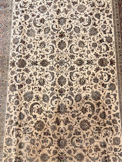 5’ x 8’ Luxury Ivory Bamboo Silk Rug – Elegant All-Over Floral Design, Soft Pink & Gold Accents, Fine Woven Area Rug