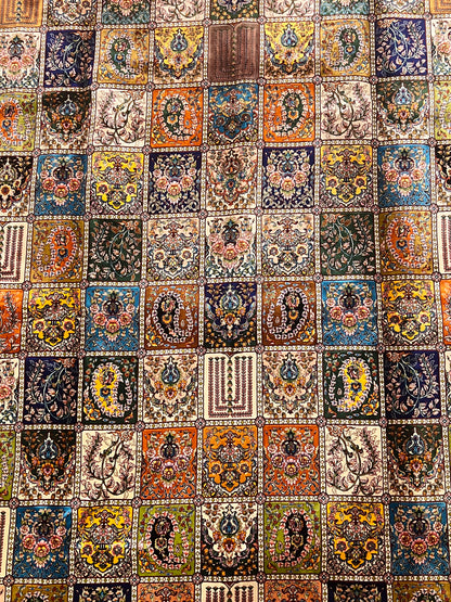 7’ x 10’ Luxury Silk Rug – Multicolor Garden Panel Design – Intricate Woven Turkish Area Rug