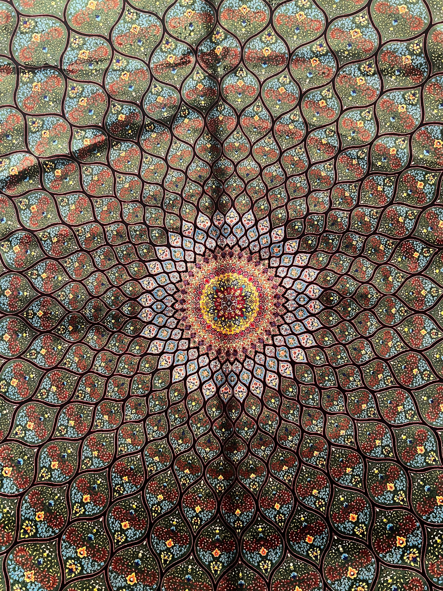 8x12 Silk Rug – Emerald Green & Turquoise Floral Medallion Woven Area Rug