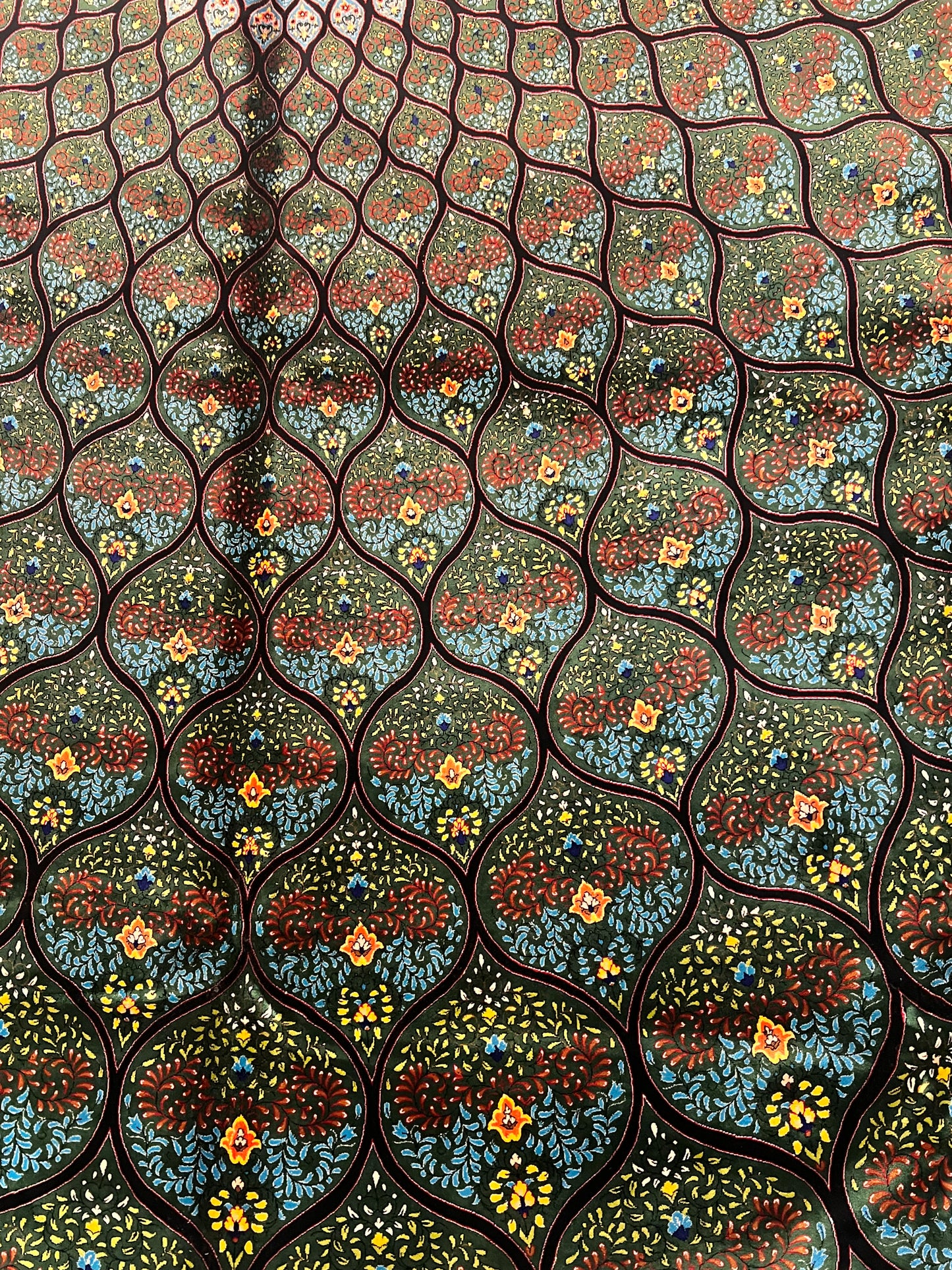 8x12 Silk Rug – Emerald Green & Turquoise Floral Medallion Woven Area Rug