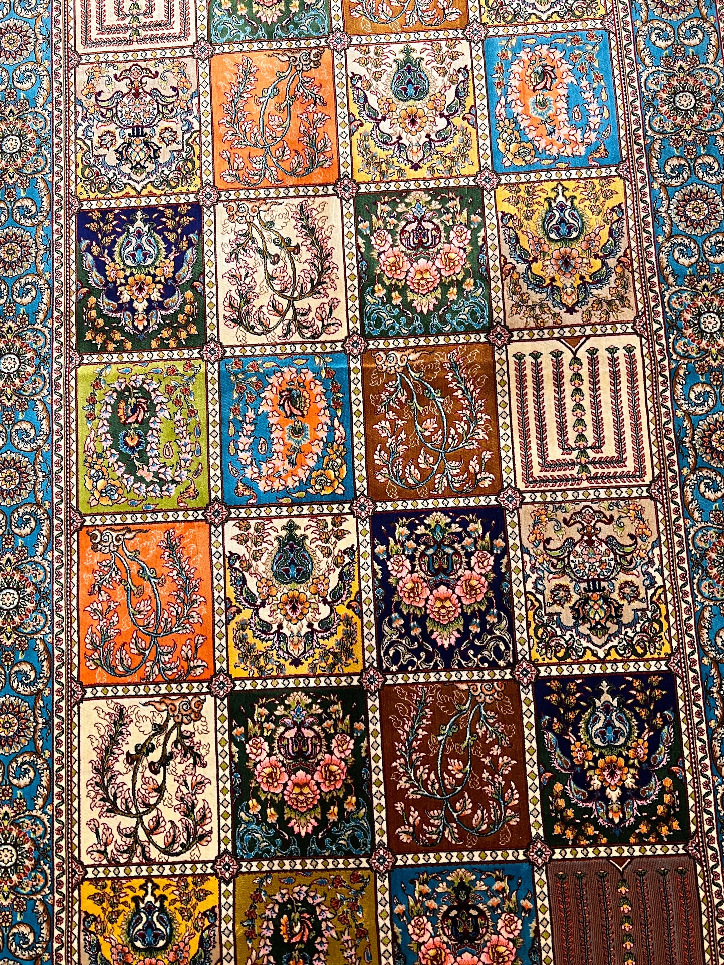 2’7”×9’10” Silk Rug Runner Rug – Turquoise Multicolor Patchwork Woven Turkish Rug