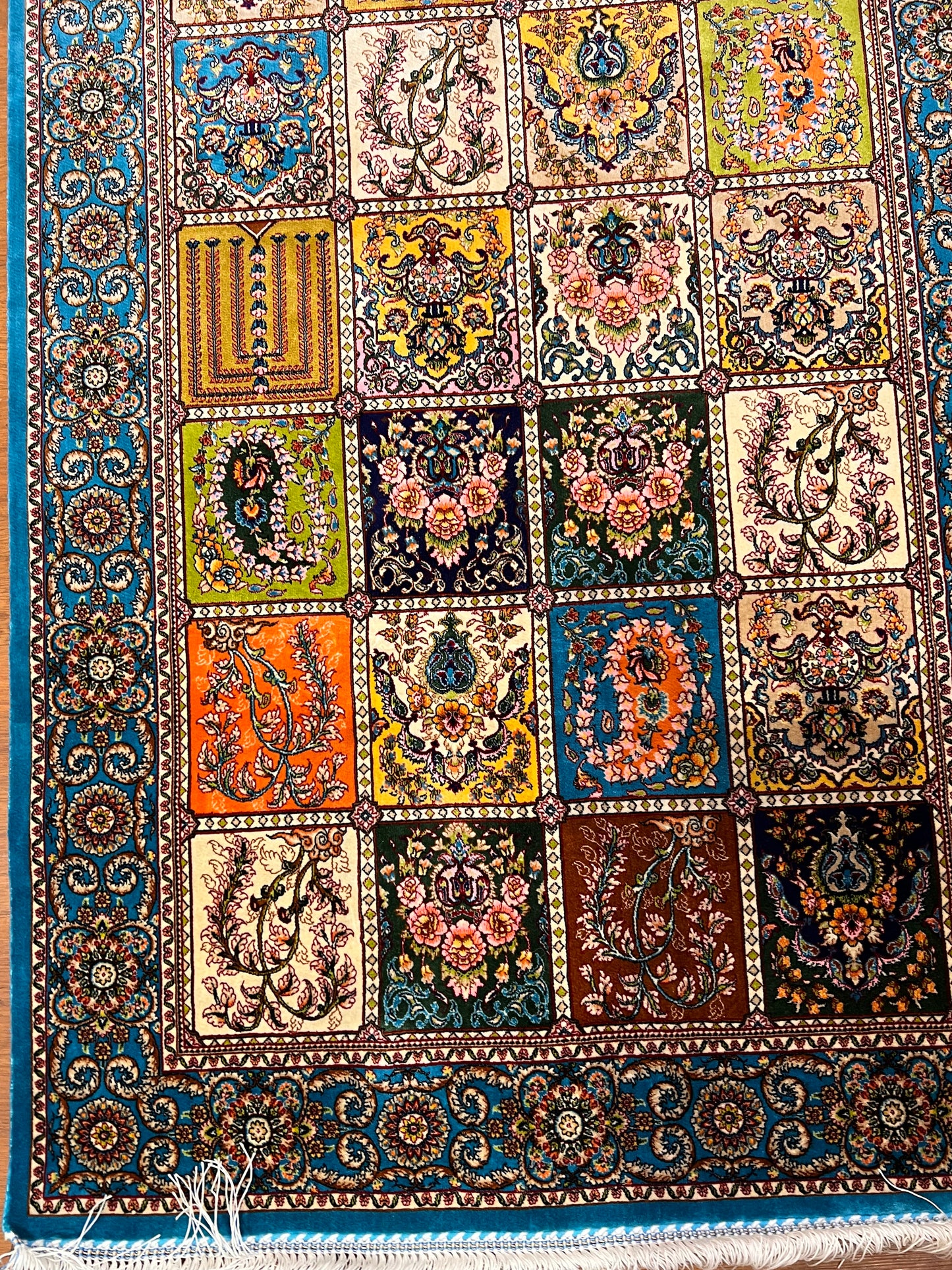 2’7”×9’10” Silk Rug Runner Rug – Turquoise Multicolor Patchwork Woven Turkish Rug